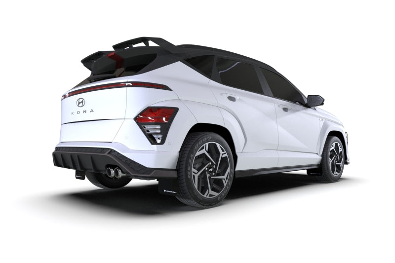 Rally Armor 24-26 Hyundai Kona N Line Black UR Mud Flap - White Logo