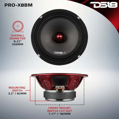 DS18 8in 275 Watts RMS 8 ohm Mid-Range Loudspeaker Bullet Loudspeaker