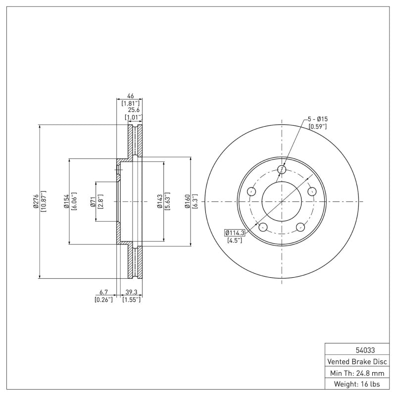 DFC 94-04 Ford Mustang Front GeoSPEC Coated Rotor