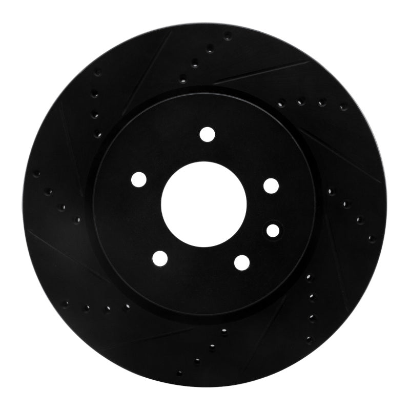 R1 Concepts R1 00-06 Jaguar XJR Rear Left Drilled & Slotted Black Brake Rotor
