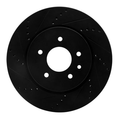 R1 Concepts R1 00-06 Jaguar XJR Rear Left Drilled & Slotted Black Brake Rotor