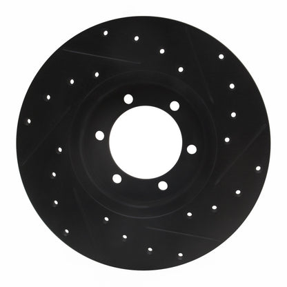 R1 Concepts R1 78-82 Nissan 720 DATSUN Front Left Drilled & Slotted Black Brake Rotor