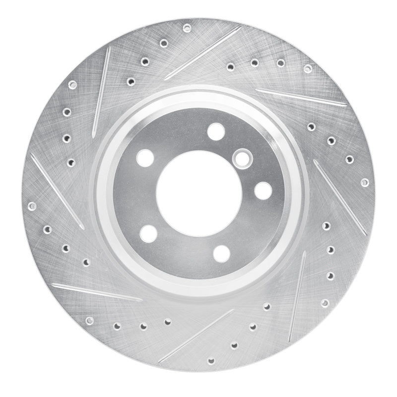 R1 Concepts R1 07-15 BMW 335XI Front Left Drilled & Slotted Silver Brake Rotor
