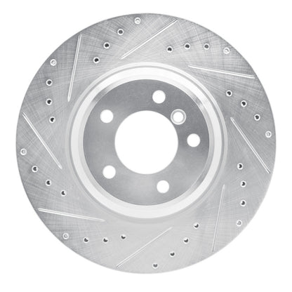 R1 Concepts R1 07-15 BMW 335XI Front Left Drilled & Slotted Silver Brake Rotor