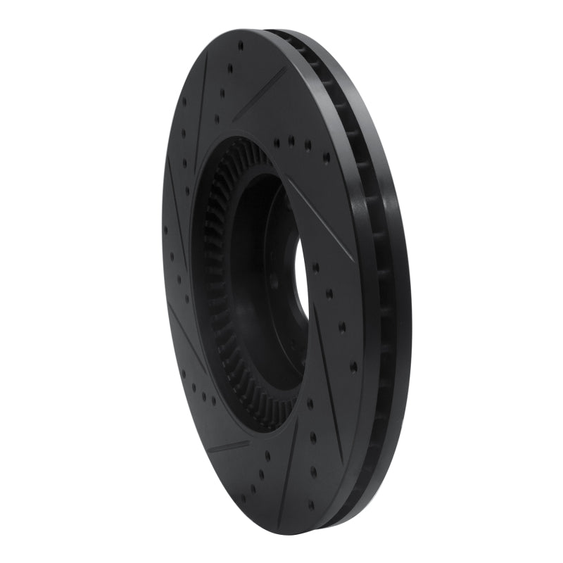 R1 Concepts R1 09-14 Hyundai Genesis Sedan Front Right Drilled & Slotted Black Brake Rotor