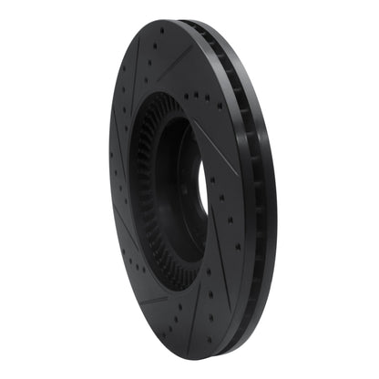 R1 Concepts R1 09-14 Hyundai Genesis Sedan Front Right Drilled & Slotted Black Brake Rotor