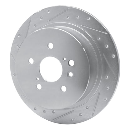 R1 Concepts R1 08-13 Toyota Highlander Rear Left Drilled & Slotted Silver Brake Rotor