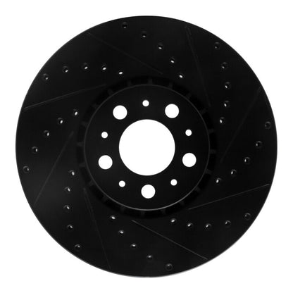 R1 Concepts R1 03-14 Volvo XC90 Front Right Drilled & Slotted Black Brake Rotor