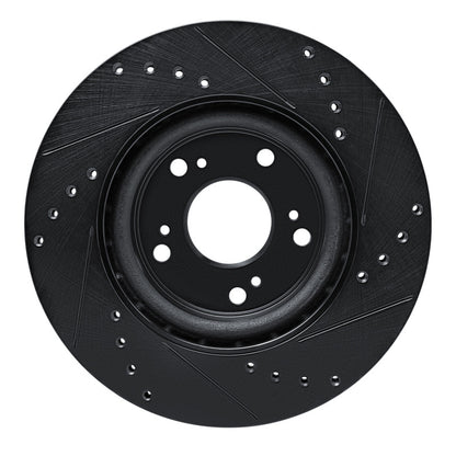 R1 Concepts R1 12-16 Honda CR-V Front Left Drilled & Slotted Black Brake Rotor