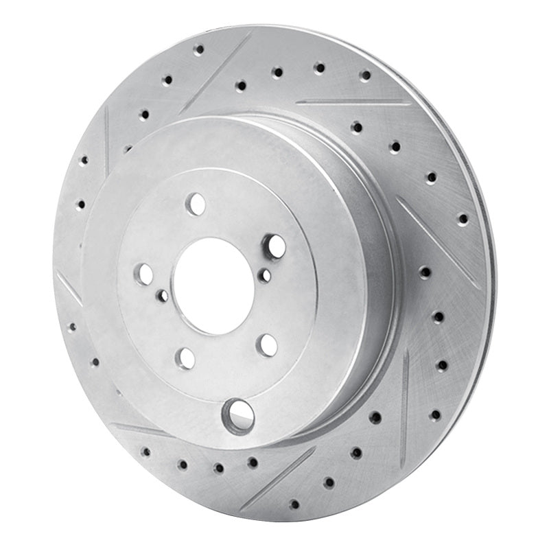 R1 Concepts R1 17-25 Subaru BRZ Rear Left Drilled & Slotted Silver Brake Rotor
