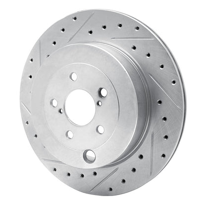 R1 Concepts R1 17-25 Subaru BRZ Rear Left Drilled & Slotted Silver Brake Rotor