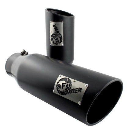 aFe MACHForce XP Exhausts Tips SS-304 EXH Tip 3In x 4Out x 12L Sgl-Ang Weld On