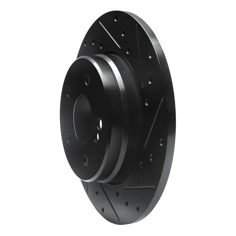 R1 Concepts R1 98-03 Mercedes-Benz E320 Rear Right Drilled & Slotted Black Brake Rotor