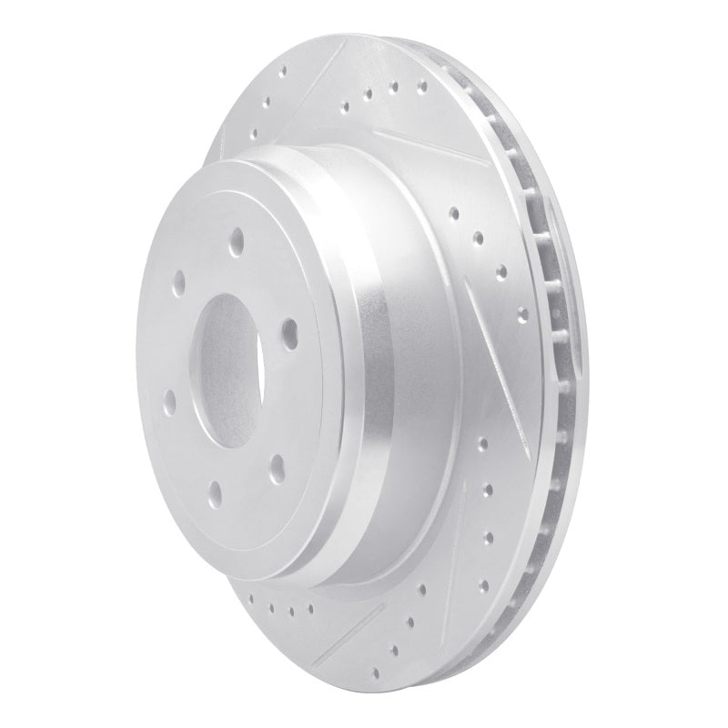 R1 Concepts R1 16-24 Nissan Titan XD Rear Left Drilled & Slotted Silver Brake Rotor