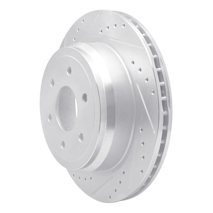 R1 Concepts R1 16-24 Nissan Titan XD Rear Left Drilled & Slotted Silver Brake Rotor