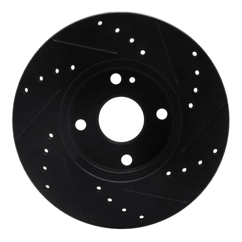 R1 Concepts R1 90-03 Ford Escort Front Left Drilled & Slotted Black Brake Rotor