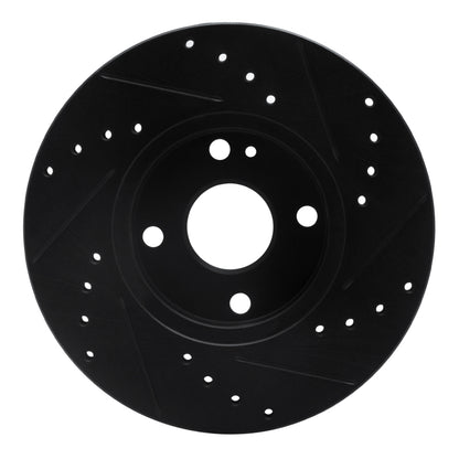 R1 Concepts R1 90-03 Ford Escort Front Left Drilled & Slotted Black Brake Rotor