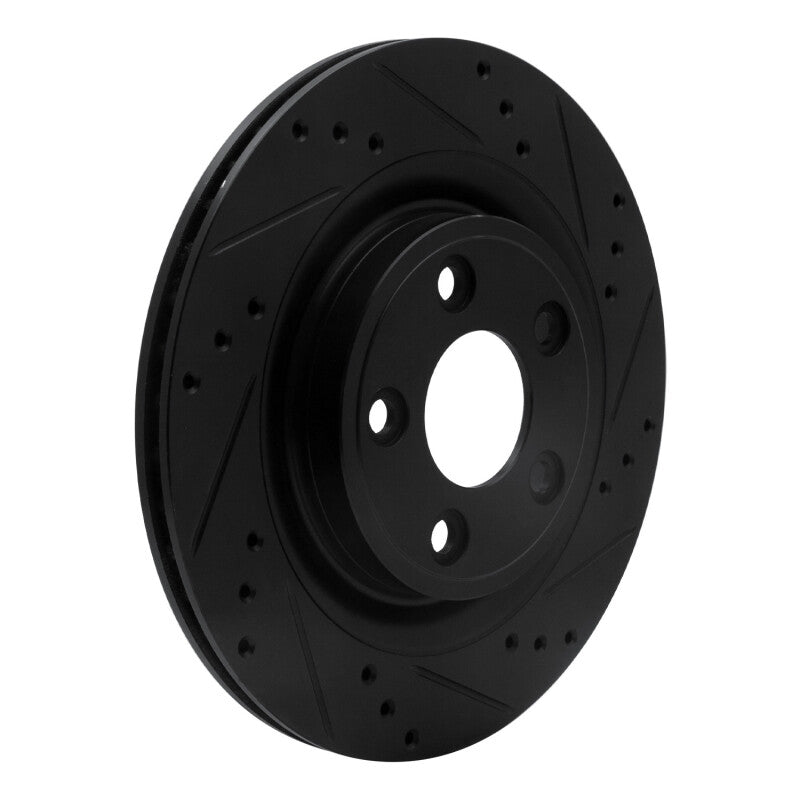 R1 Concepts R1 06-08 Jaguar S-Type Rear Right Drilled & Slotted Black Brake Rotor