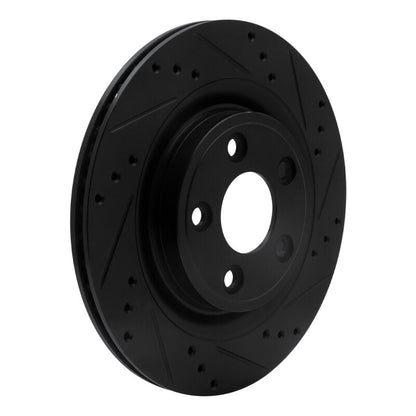 R1 Concepts R1 06-08 Jaguar S-Type Rear Right Drilled & Slotted Black Brake Rotor
