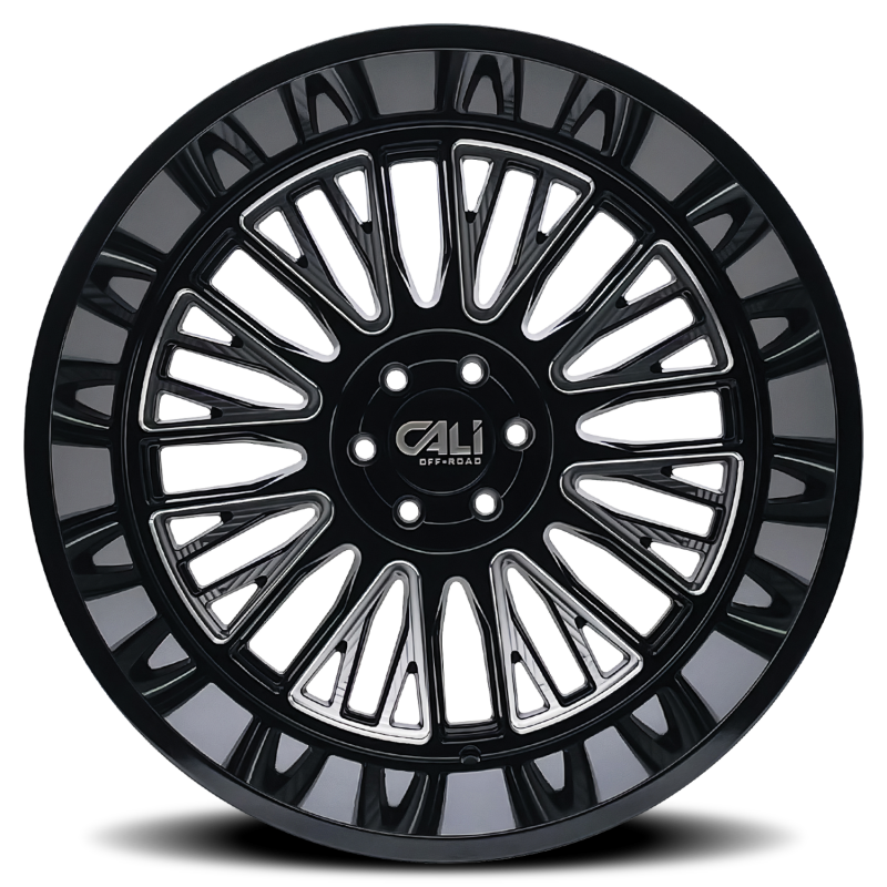 Cali Off-Road 9116 Vertex 24x14 / 6x135 BP / -76mm Offset / 87.1mm Hub Gloss Black Milled Wheel