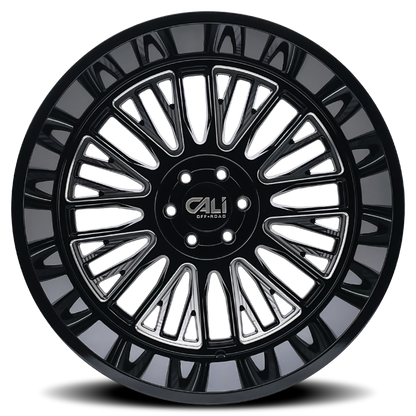 Cali Off-Road 9116 Vertex 24x14 / 6x135 BP / -76mm Offset / 87.1mm Hub Gloss Black Milled Wheel