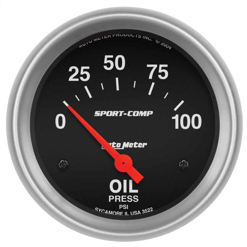 Autometer Sport-Comp 66.7mm 0-100 PSI Short Sweep Electronic Oil Pressure Gauge