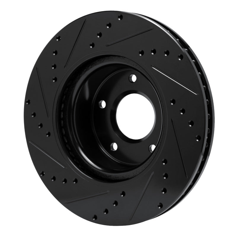 R1 Concepts R1 05-06 Pontiac GTO Front Right Drilled & Slotted Black Brake Rotor