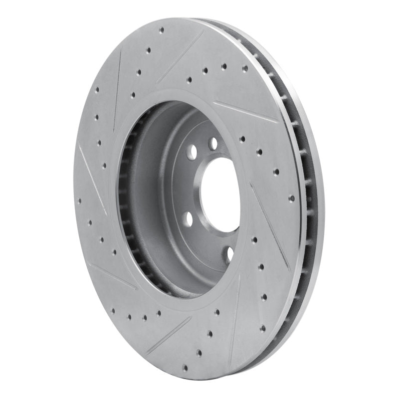 R1 Concepts R1 11-19 BMW 640I Gran Coupe Front Right Drilled & Slotted Silver Brake Rotor