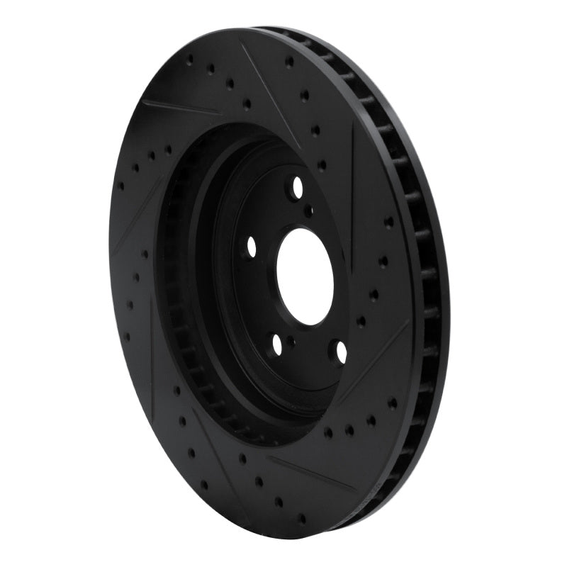 R1 Concepts R1 04-09 Lexus RX350 Front Left Drilled & Slotted Black Brake Rotor