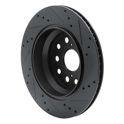 R1 Concepts R1 07-17 Lexus LS460 Rear Left Drilled & Slotted Black Brake Rotor