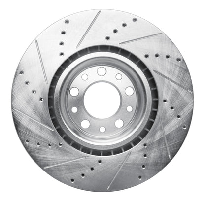 R1 Concepts R1 2017-2025 Alfa Romeo Giulia Front Right Drilled & Slotted Silver Brake Rotor