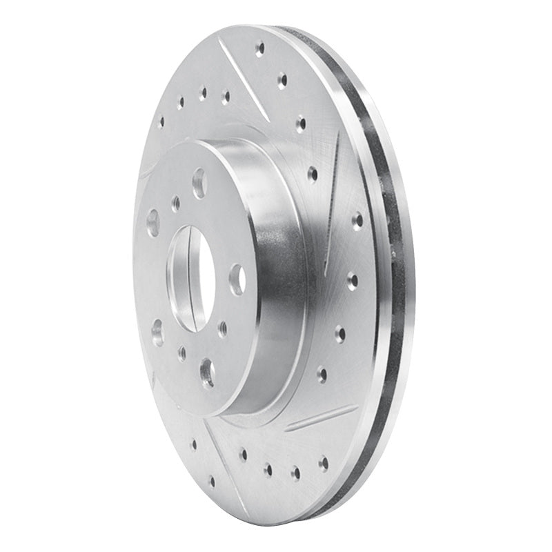 R1 Concepts R1 86-89 Toyota Celica Front Right Drilled & Slotted Silver Brake Rotor