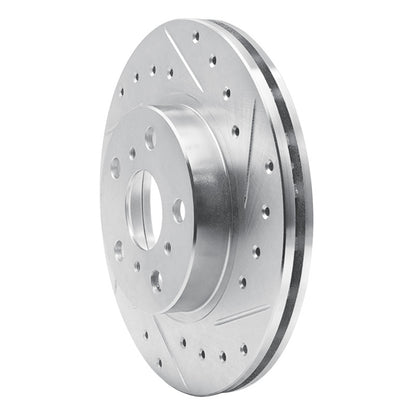 R1 Concepts R1 86-89 Toyota Celica Front Right Drilled & Slotted Silver Brake Rotor