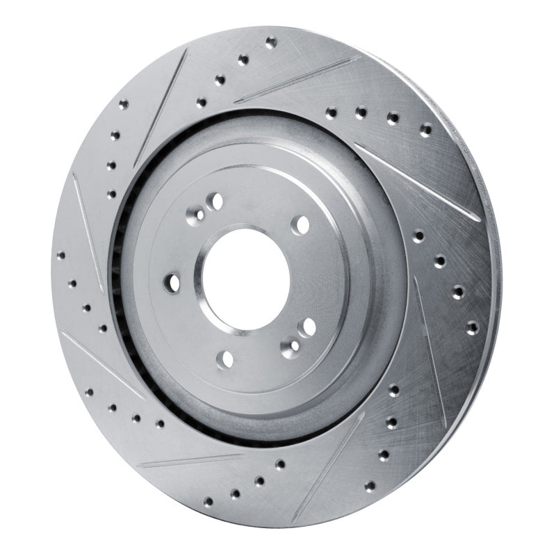 R1 Concepts R1 19-22 Genesis G90 Rear Left Drilled & Slotted Silver Brake Rotor