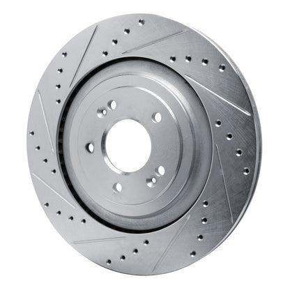 R1 Concepts R1 19-22 Genesis G90 Rear Left Drilled & Slotted Silver Brake Rotor