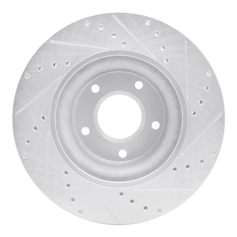 R1 Concepts R1 05-06 Pontiac GTO Front Left Drilled & Slotted Silver Brake Rotor
