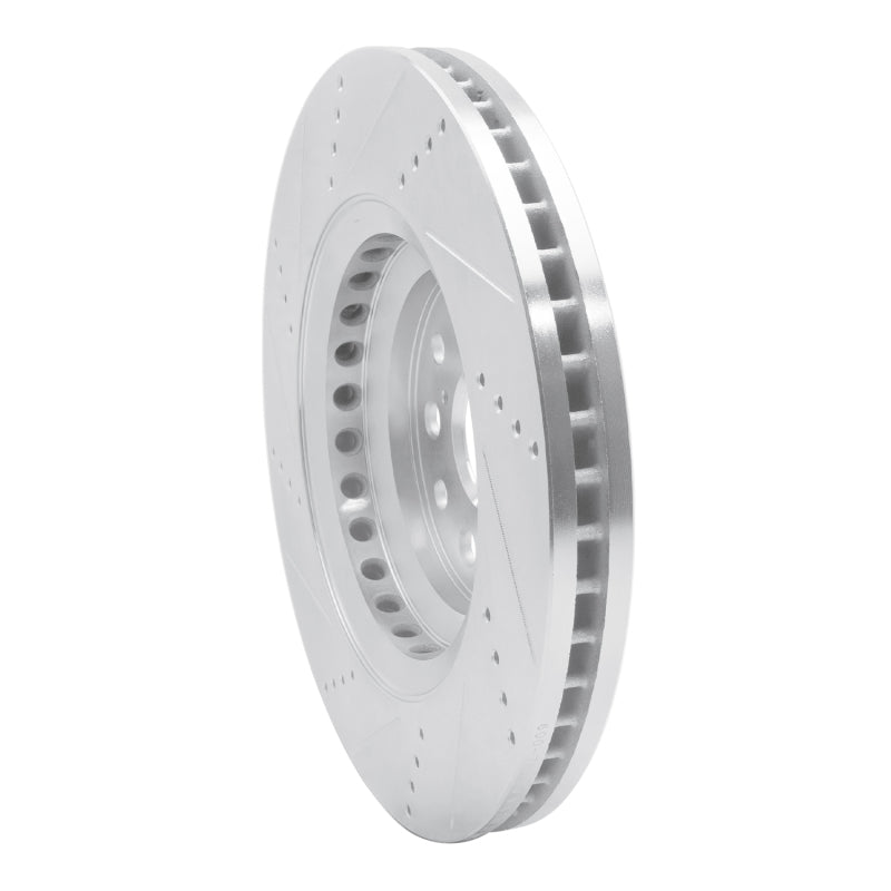 R1 Concepts R1 07-23 Lexus LS600h Right Front Drilled & Slotted Silver Brake Rotor