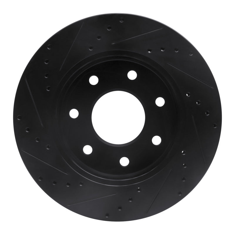 R1 Concepts R1 04-08 Ford F-150 4WD Front Right Drilled & Slotted Black Brake Rotor