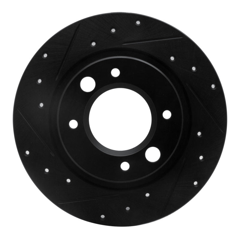 R1 Concepts R1 71-89 Peugeot 604 Rear Left Drilled & Slotted Black Brake Rotor