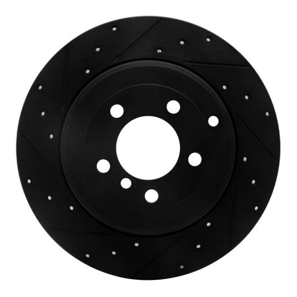 R1 Concepts R1 03-05 Land Rover Range Rover Rear Left Drilled & Slotted Black Brake Rotor