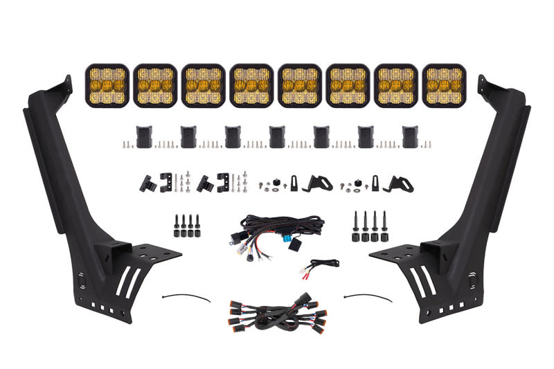 Diode Dynamics Jeep JL SS5 Pro CrossLink Windshield - Yellow Combo Lightbar Kit