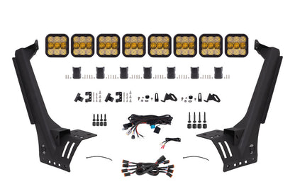 Diode Dynamics Jeep JL SS5 Pro CrossLink Windshield - Yellow Combo Lightbar Kit