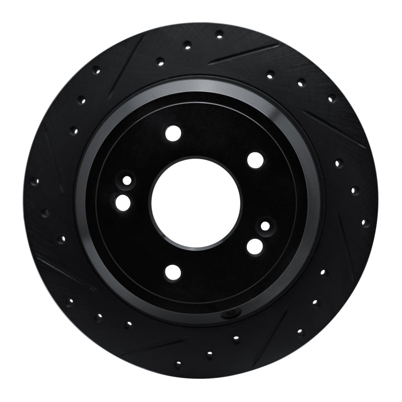 R1 Concepts R1 09-20 Genesis G80 Rear Left Drilled & Slotted Black Brake Rotor