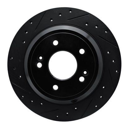 R1 Concepts R1 09-20 Genesis G80 Rear Left Drilled & Slotted Black Brake Rotor