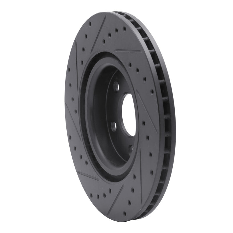 R1 Concepts R1 07-10 Chevrolet HHR Front Right Drilled & Slotted Black Brake Rotor