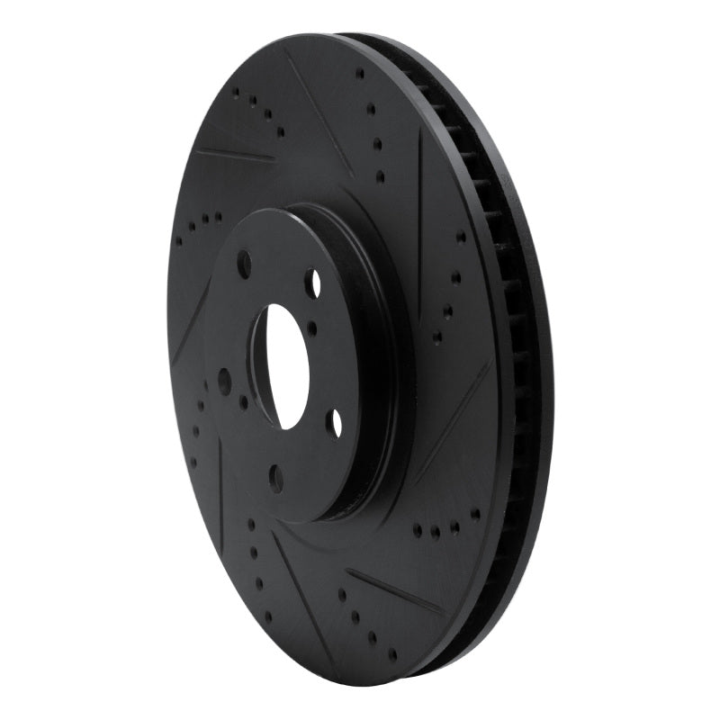 R1 Concepts R1 93-98 Toyota Supra Left Front Drilled & Slotted Black Brake Rotor