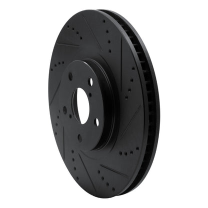 R1 Concepts R1 93-98 Toyota Supra Left Front Drilled & Slotted Black Brake Rotor