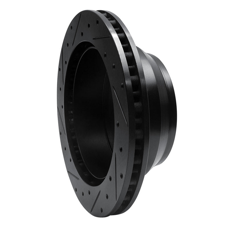R1 Concepts R1 99-04 Ford F-350 Super Duty 4WD Rear Right Drilled & Slotted Black Brake Rotor