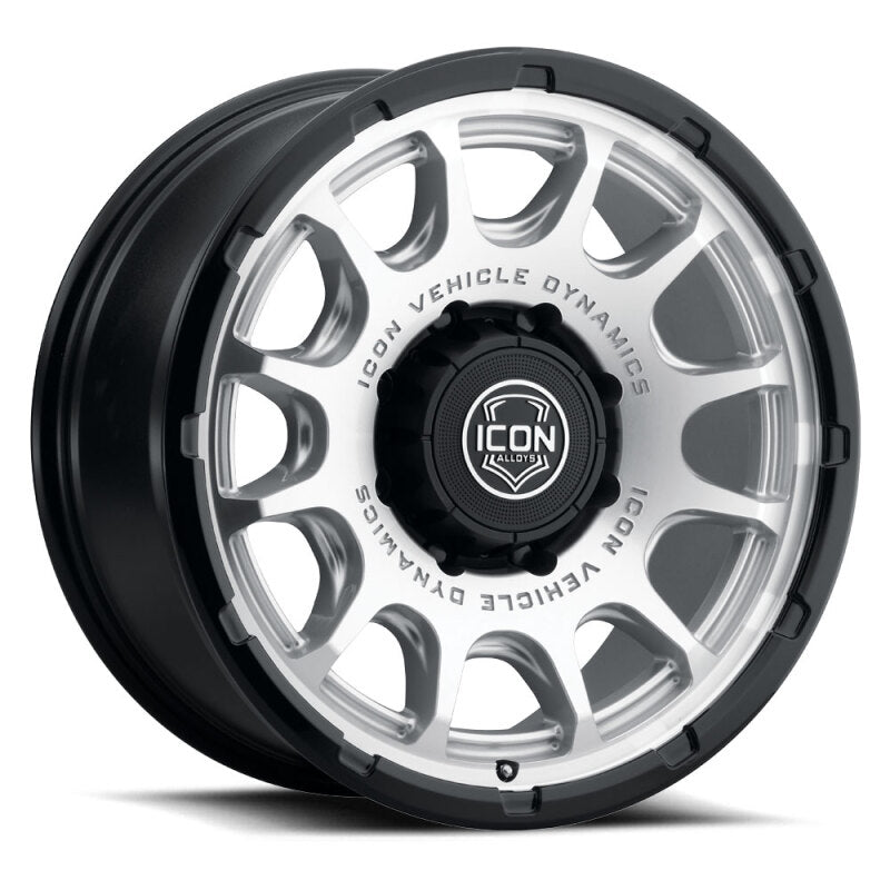 ICON Alloys Rancho 20x9 / 8x180 / 12mm / 5.5in BS Silver Machined w/ Gloss Black Lip Wheel