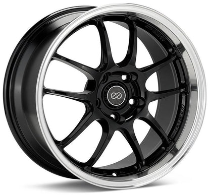 Enkei PF01 17x9 5x114.3 48mm Offset 75mm Bore Diameter Black w/ Machined Lip Wheel